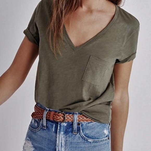 Madewell Tops - Madewell Olive Green Vneck Tee